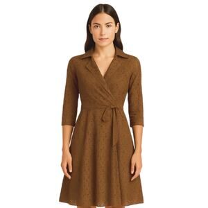 CAbi Eyelet Wrap Dress in Chocolate Brown – EUC Size 0